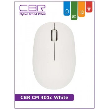 Мышь беспроводная CBR CM 401c White, оптическая, 2,4 ГГц, 1000 dpi, 3 кн., ABS-пластик, возможность нанесения логотипа, белый (1/90 (Код: УТ000038239)
