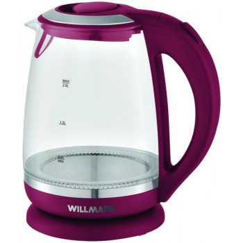 Чайник Willmark WEK-2005G (2 л.стекло.бордовый.LED подсветка) (Код: УТ000020059)