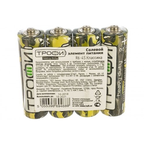 Элемент питания Трофи R6 60S Классика батарейка GREEN 60/1200 (це