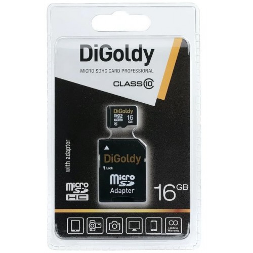 Карта памяти DiGoldy 16GB microSDHC Class10  с адаптером SD (Код: