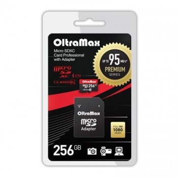 Карта памяти OltraMax 256GB microSDXC Class 10 UHS-1 Premium (U3) с адаптером SD 95 MB/s (Код: УТ000024182)