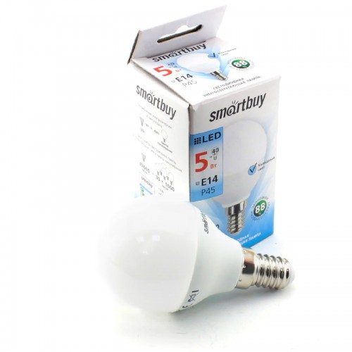 Лампа светодиодная Smartbuy P45 5Вт 220V 4000K E14 10 pcs (глоб, 