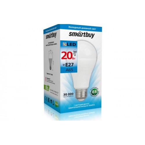 Лампа светодиодная SMARTBUY A65 20Вт 6000K E27 (холодный свет) (1