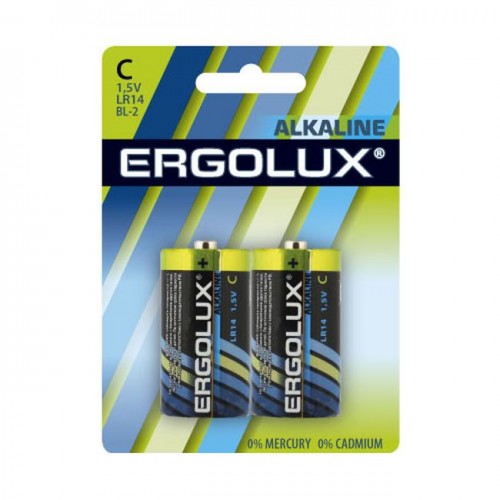 Элемент питания Ergolux  LR14 Alkaline 2BL (1.5В) 12/96 (Код: УТ0...