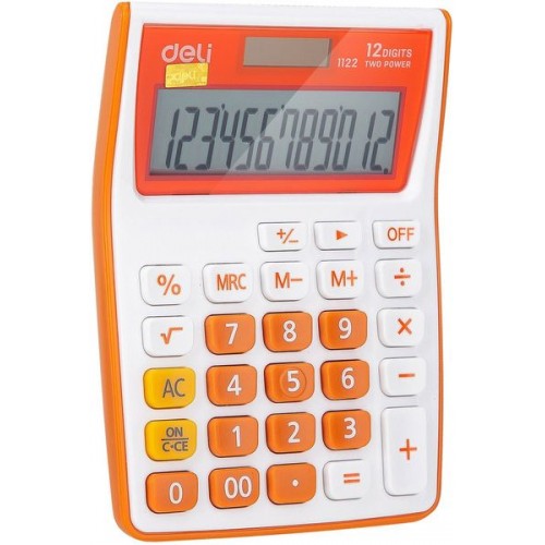 Калькулятор настольный Deli E1122/OR оранжевый 12-разр (Код: УТ00...