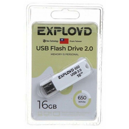 USB флэш-накопитель Exployd 16GB 650 White 2.0 (Код: УТ000032246)