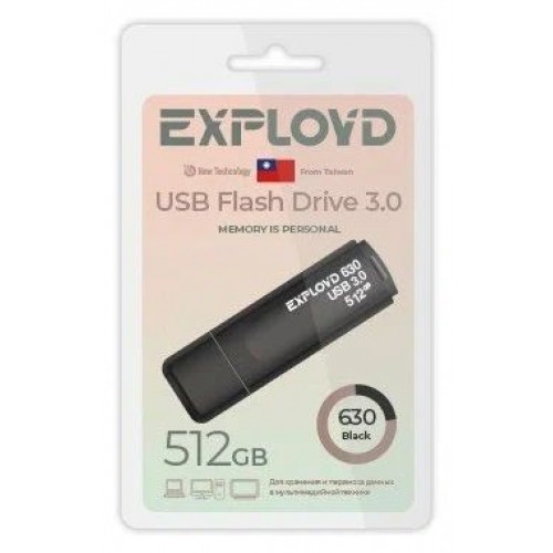 USB флэш-накопитель Exployd 512GB 630 Black 3.0 (Код: УТ000029119