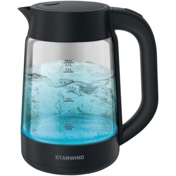 Чайник электрический Starwind SKG4030 черный (2200 Вт, объем - 1.7 л, корпус: стекло/пластик) (Код: УТ000037966)