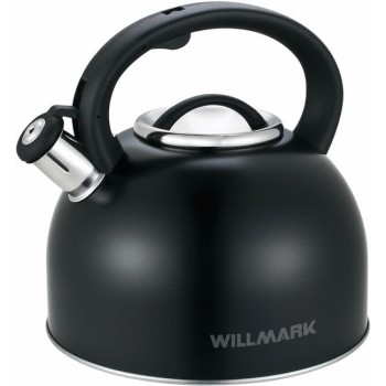Чайник со свистком Willmark WTK-4810SS (4л, со свистком, с крышкой, нейлоновая ручка,черн) (Код: УТ000033729)
