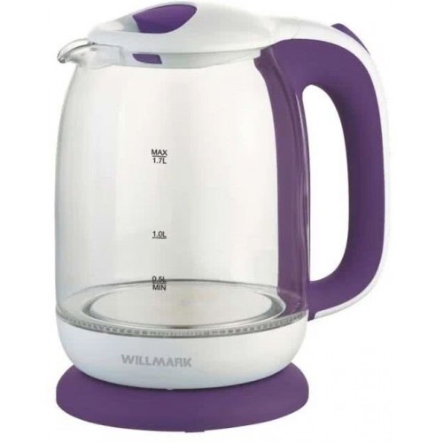 Чайник Willmark WEK-1704G белый-фиолетовый (1,7л,стекло,подсветка