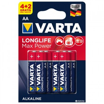 Элемент питания Varta LR6 Alkaline 6BL (60)(300) 4706 Max Tech/ L. MAX POWER (цена за 1 шт (не блистер) (Код: УТ000002213)
