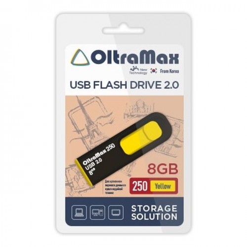 USB флэш-накопитель OltraMax 8GB 250 Yellow (Код: УТ000035402)