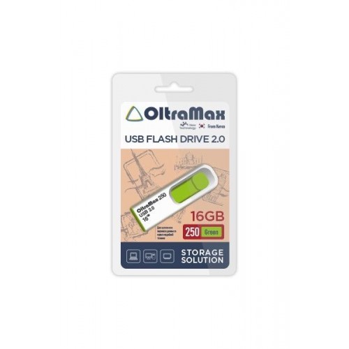USB флэш-накопитель OltraMax 16GB 250 Green (Код: УТ000029466)