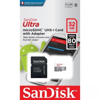 Карта памяти SanDisk 32GB Class 10 Ultra Light UHS-I  (100 Mb/s) без адаптера (Код: УТ000011754)