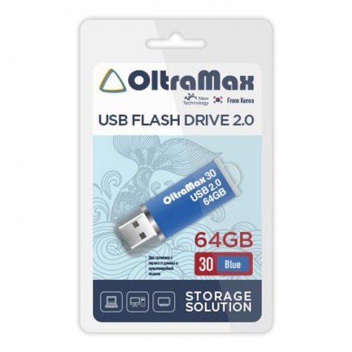 USB флэш-накопитель OltraMax 64GB 30 Blue (Код: УТ000035374)