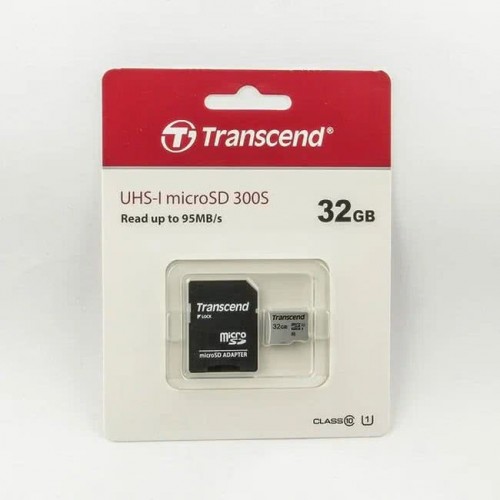 Карта памяти MicroSD  32GB  Transcend 300S UHS-I U1 + SD адаптер 