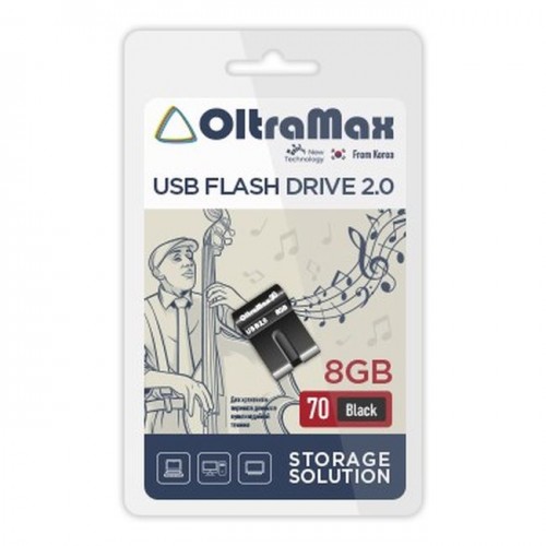 USB флэш-накопитель OltraMax 8GB 70 Black (Код: УТ000035404)