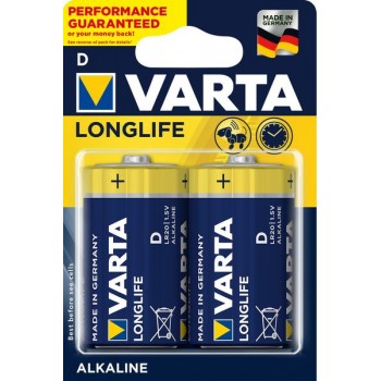Элемент питания Varta LONGLIFE LR20 D 2BL Alkaline 1.5V (4120) (2/20/100) (Код: УТ000007644)